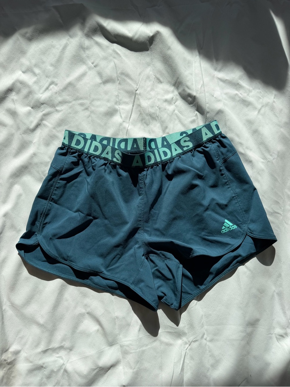 adidas Women’s Teal Athletic Shorts with Branded Waistband